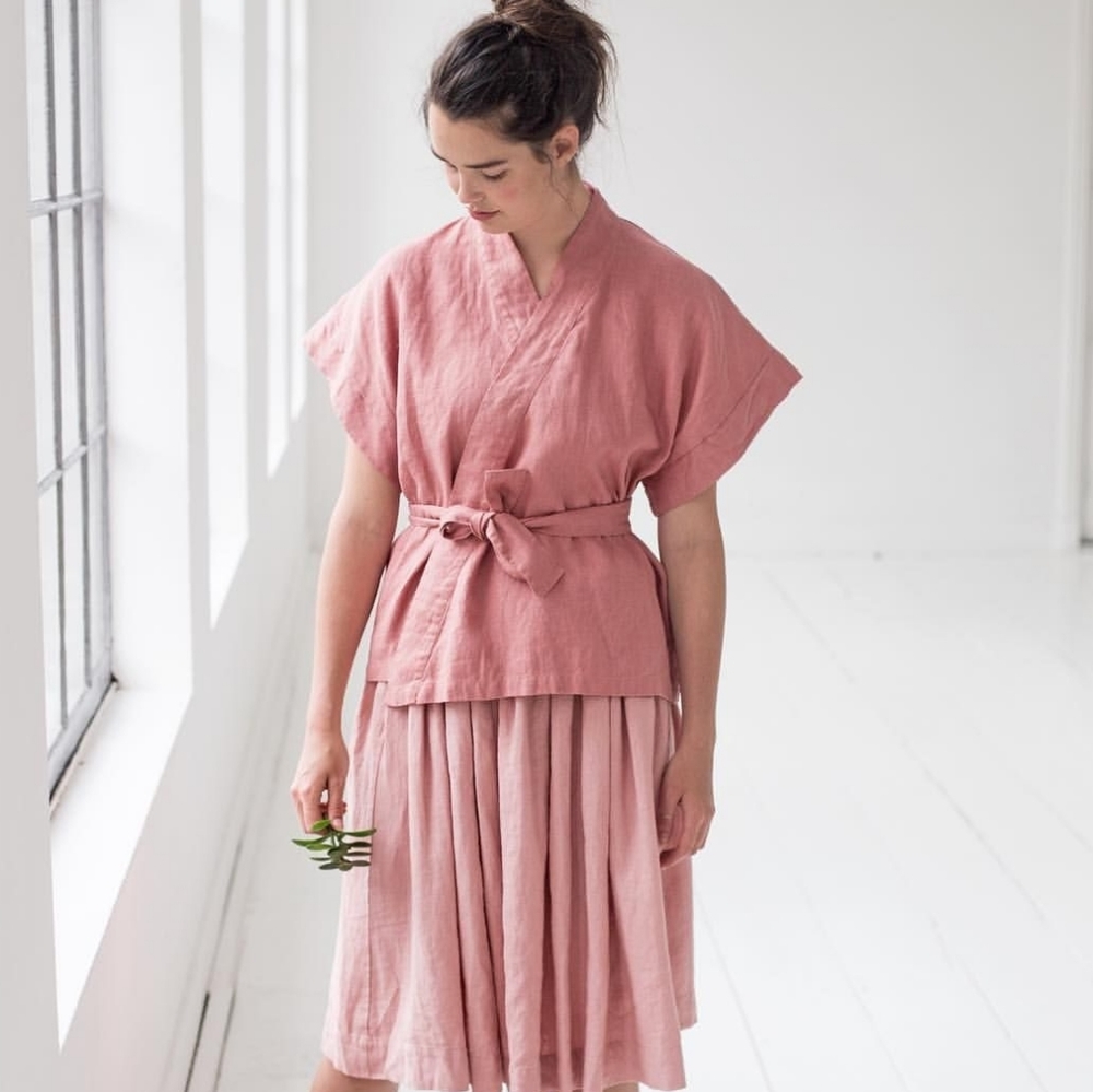 Notperfectlinen kimono style wrap top